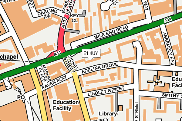E1 4UY map - OS OpenMap – Local (Ordnance Survey)