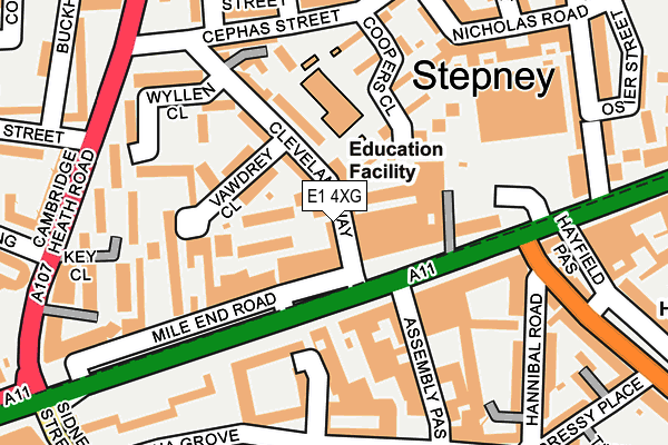 E1 4XG map - OS OpenMap – Local (Ordnance Survey)