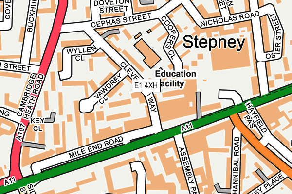 E1 4XH map - OS OpenMap – Local (Ordnance Survey)