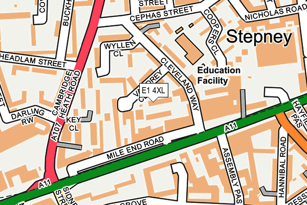 E1 4XL map - OS OpenMap – Local (Ordnance Survey)