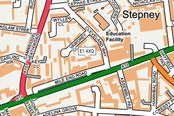 E1 4XQ map - OS OpenMap – Local (Ordnance Survey)