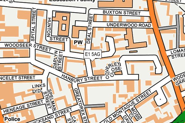 E1 5AG map - OS OpenMap – Local (Ordnance Survey)