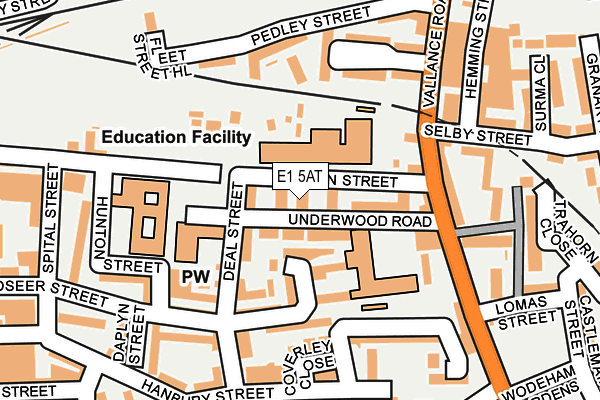 E1 5AT map - OS OpenMap – Local (Ordnance Survey)