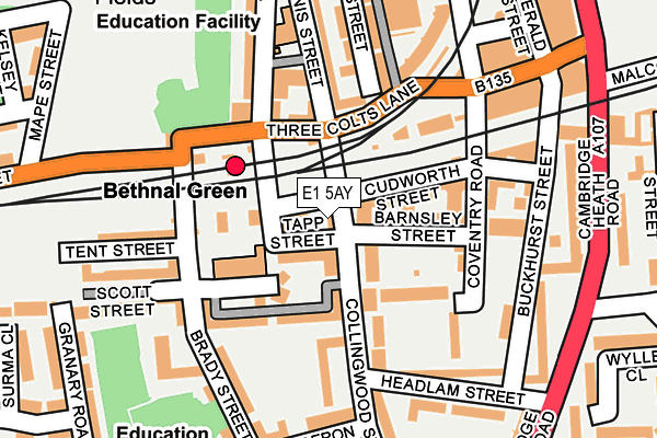 E1 5AY map - OS OpenMap – Local (Ordnance Survey)