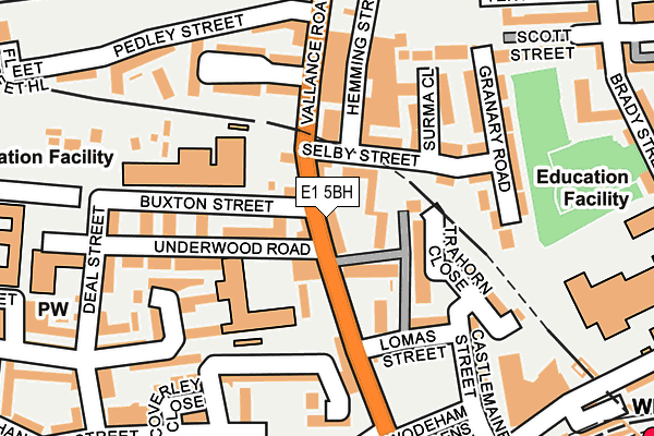 E1 5BH map - OS OpenMap – Local (Ordnance Survey)