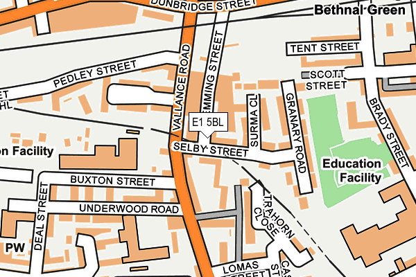 E1 5BL map - OS OpenMap – Local (Ordnance Survey)