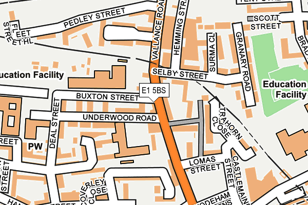 E1 5BS map - OS OpenMap – Local (Ordnance Survey)