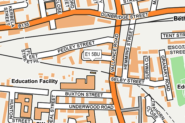 E1 5BU map - OS OpenMap – Local (Ordnance Survey)