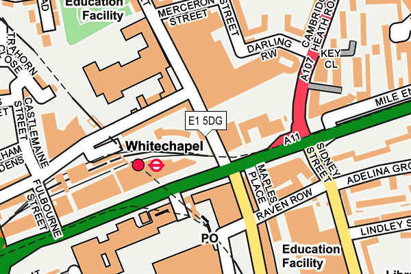 E1 5DG map - OS OpenMap – Local (Ordnance Survey)