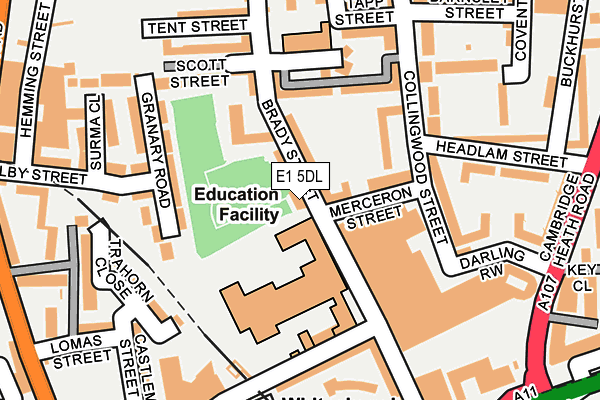 E1 5DL map - OS OpenMap – Local (Ordnance Survey)