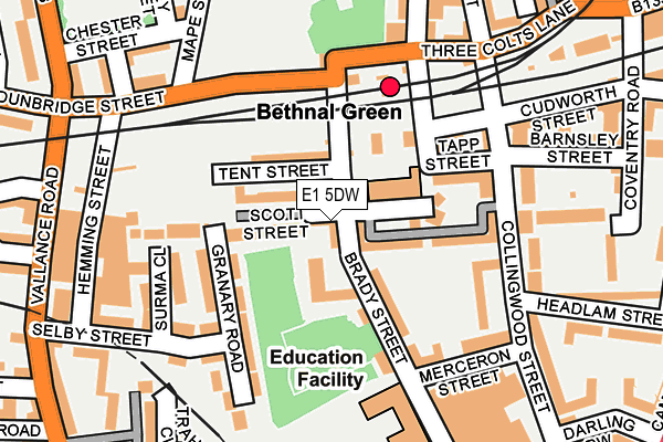 E1 5DW map - OS OpenMap – Local (Ordnance Survey)