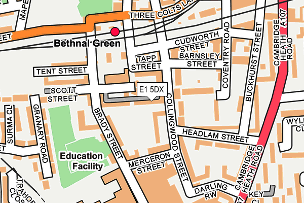 E1 5DX map - OS OpenMap – Local (Ordnance Survey)