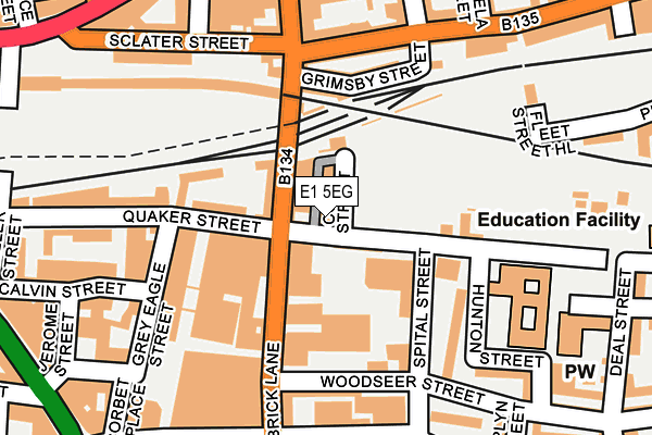 E1 5EG map - OS OpenMap – Local (Ordnance Survey)