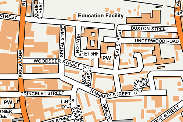 E1 5HF map - OS OpenMap – Local (Ordnance Survey)