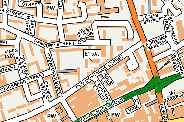 E1 5JA map - OS OpenMap – Local (Ordnance Survey)
