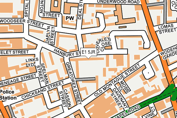 E1 5JR map - OS OpenMap – Local (Ordnance Survey)
