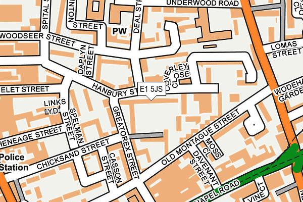 E1 5JS map - OS OpenMap – Local (Ordnance Survey)