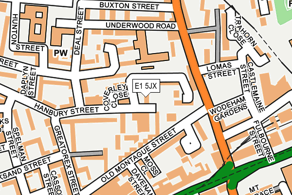 E1 5JX map - OS OpenMap – Local (Ordnance Survey)