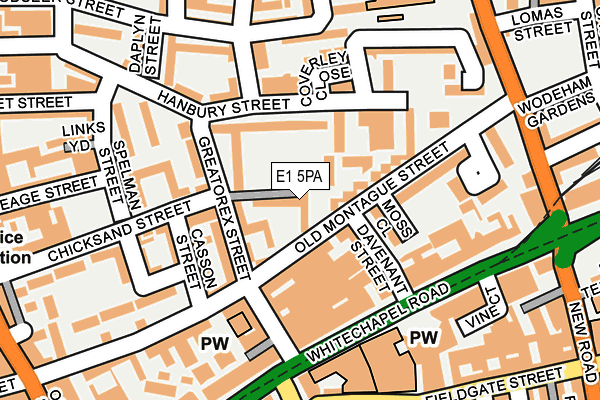 E1 5PA map - OS OpenMap – Local (Ordnance Survey)