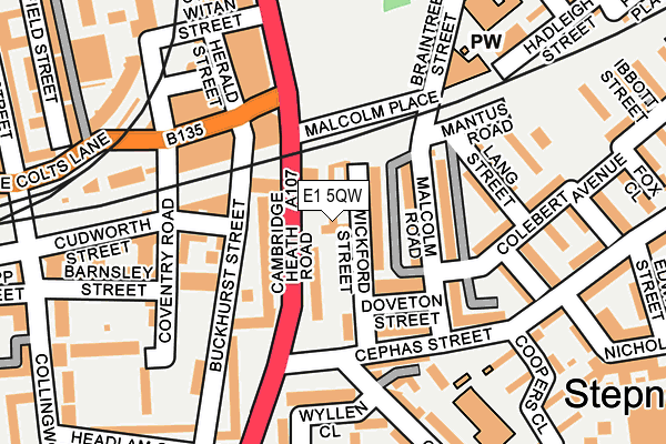 E1 5QW map - OS OpenMap – Local (Ordnance Survey)