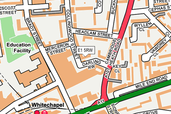 E1 5RW map - OS OpenMap – Local (Ordnance Survey)