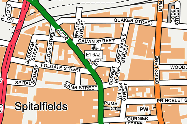 E1 6AZ map - OS OpenMap – Local (Ordnance Survey)