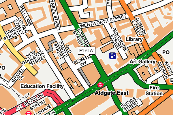 E1 6LW map - OS OpenMap – Local (Ordnance Survey)