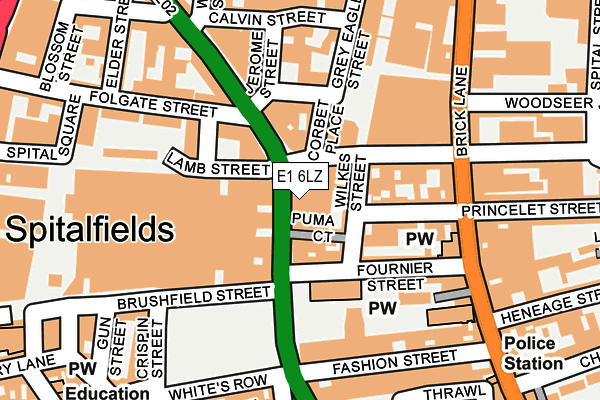 E1 6LZ map - OS OpenMap – Local (Ordnance Survey)