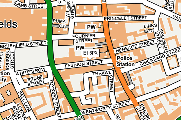 E1 6PX map - OS OpenMap – Local (Ordnance Survey)