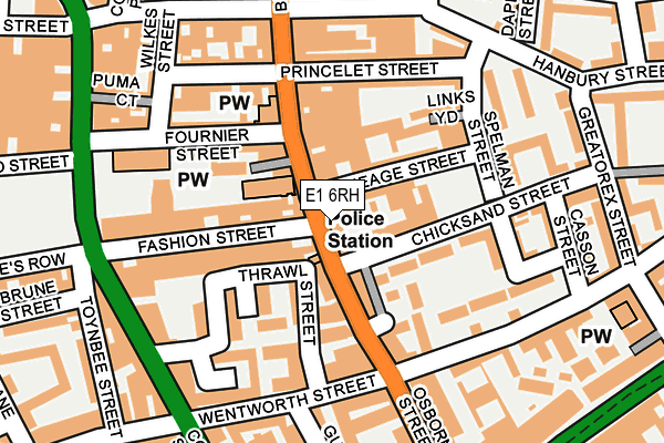 E1 6RH map - OS OpenMap – Local (Ordnance Survey)