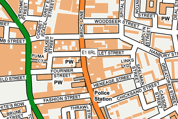 E1 6RL map - OS OpenMap – Local (Ordnance Survey)