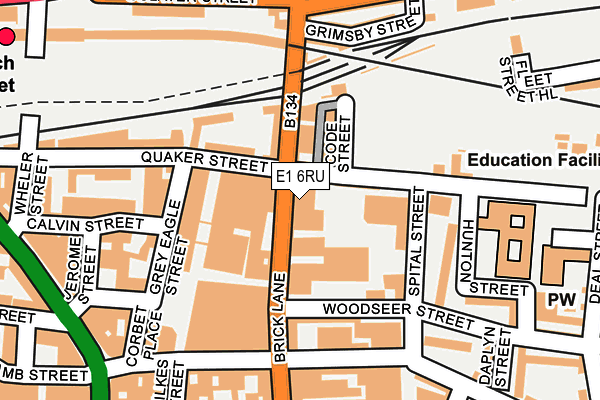 E1 6RU map - OS OpenMap – Local (Ordnance Survey)