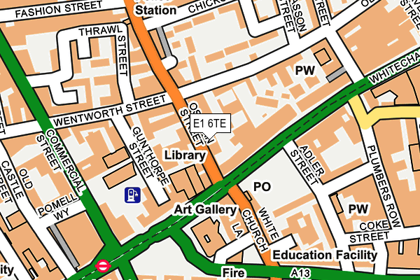 E1 6TE map - OS OpenMap – Local (Ordnance Survey)