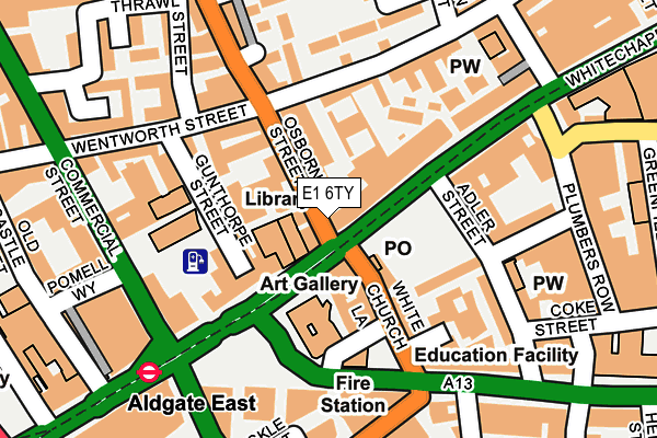 E1 6TY map - OS OpenMap – Local (Ordnance Survey)