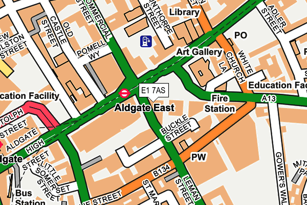 E1 7AS map - OS OpenMap – Local (Ordnance Survey)