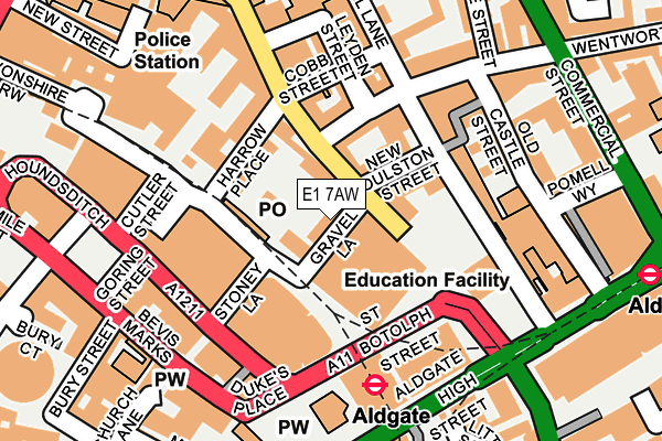 E1 7AW map - OS OpenMap – Local (Ordnance Survey)