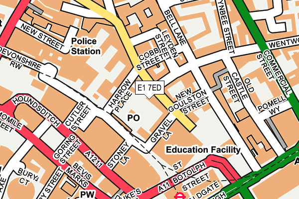 E1 7ED map - OS OpenMap – Local (Ordnance Survey)