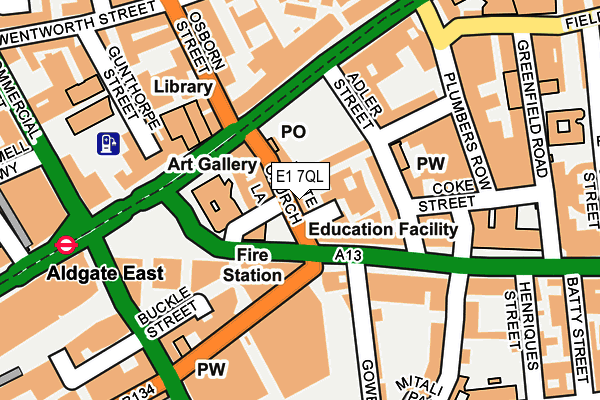 E1 7QL map - OS OpenMap – Local (Ordnance Survey)