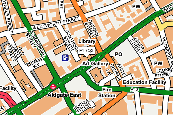 E1 7QX map - OS OpenMap – Local (Ordnance Survey)
