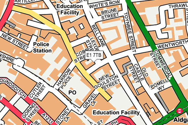 E1 7TB map - OS OpenMap – Local (Ordnance Survey)