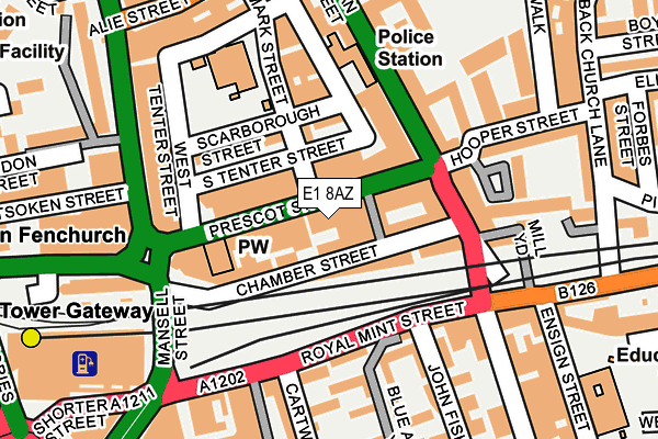 E1 8AZ map - OS OpenMap – Local (Ordnance Survey)