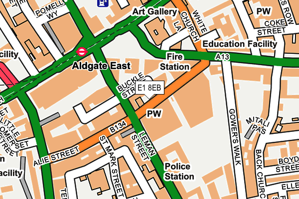 E1 8EB map - OS OpenMap – Local (Ordnance Survey)