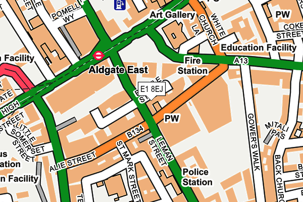 E1 8EJ map - OS OpenMap – Local (Ordnance Survey)