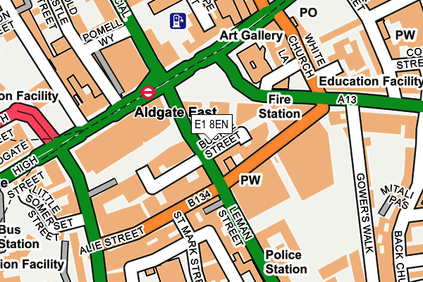 E1 8EN map - OS OpenMap – Local (Ordnance Survey)