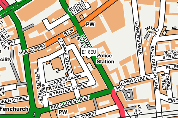 E1 8EU map - OS OpenMap – Local (Ordnance Survey)