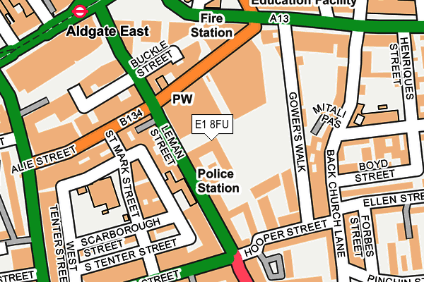 E1 8FU map - OS OpenMap – Local (Ordnance Survey)