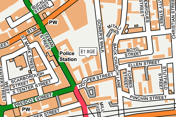 E1 8GE map - OS OpenMap – Local (Ordnance Survey)