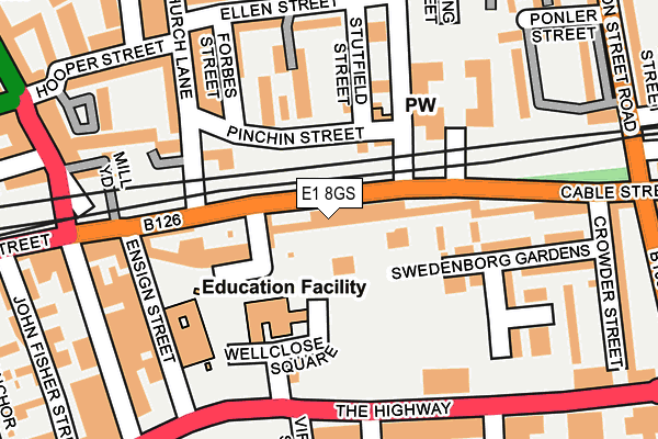 E1 8GS map - OS OpenMap – Local (Ordnance Survey)