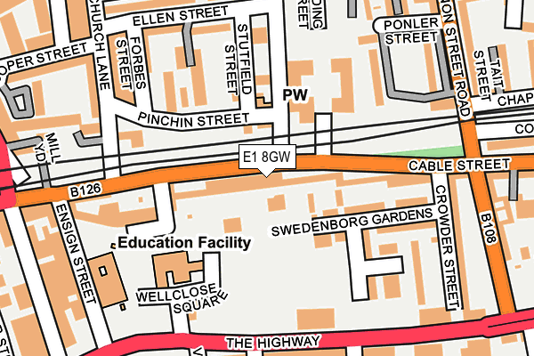 E1 8GW map - OS OpenMap – Local (Ordnance Survey)