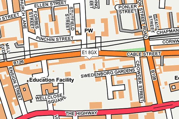 E1 8GX map - OS OpenMap – Local (Ordnance Survey)